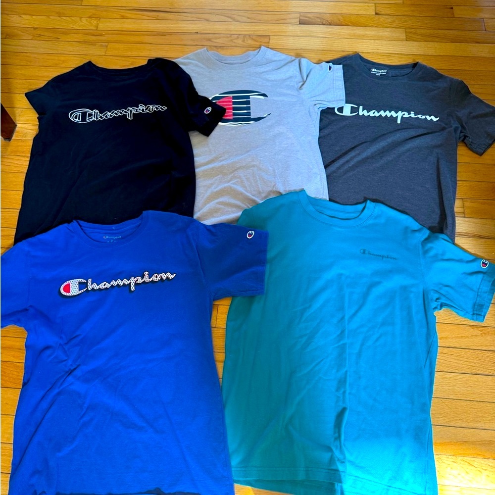 Champion T-Shirt Set in Black, Gray, Blue, and Teal
